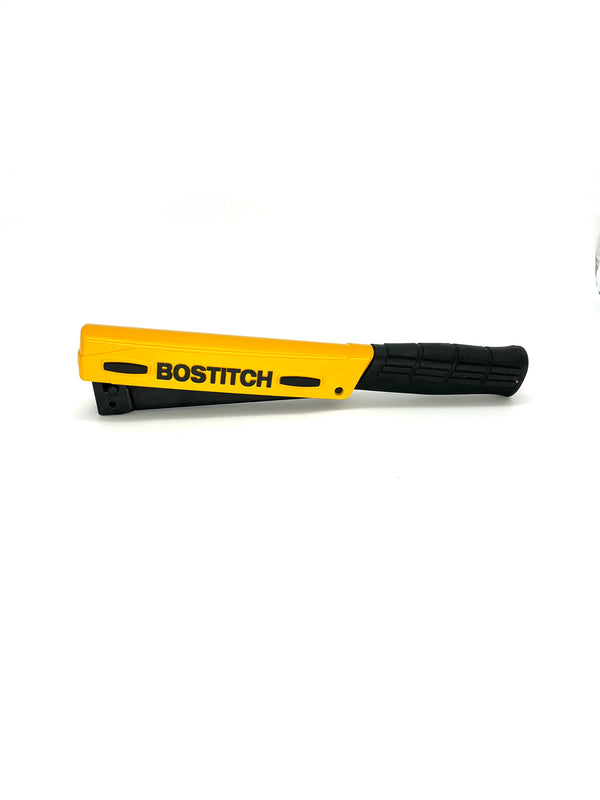 Bostitch BOT H30-8 Hammer Tacker, Light wire hammer tacker has die-cast frame and hardened steel components. Great durability with tool-free jam removal and convenient quick load magazine. Used for insulation, plastic sheeting, roofing paper, moisture wrap.