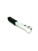 Markwell G-11 Heavy Duty Hammer Tacker, Rear loading, accommodates two full staple strips of staples, for less frequent loading. Designed to be “jam-free”. Easy dismantling for maintenance, simply remove the hinge-pin. Compact, precision balanced for hours of one-handed fatigue-free use. Simplicity of design for long life of trouble-free operation. Non-slip hand and finger protection.