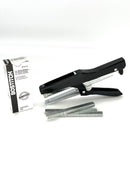 Bostitch BOT P3-IND Stapling Plier, Top load magazine allows smoother, faster staple loading. Rugged design with moveable, breathing core prevents jamming. Pass-by clinch so one staple will fasten various thickness applications - staples 2-20 sheets of 20 lb. copy paper. Applications include: dry cleaner garment tagging, bag closure, flower wrapping, shipping room packaging.