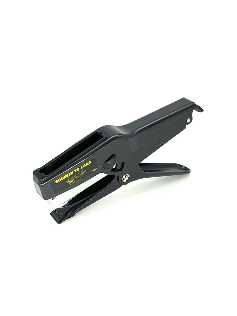 Bostitch BOT P6C-8 Stapling Plier, Case hardening steel for extreme durability, quick load magazine. Coated top-load allows for a faster smoother staple load. Used for box closing, dry cleaning, corrugated assembly, header cards to plastic bags.