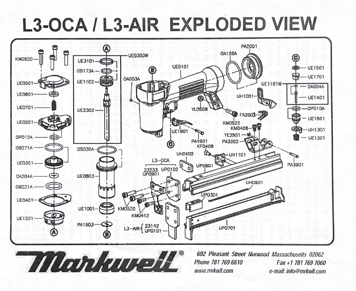 L3-OCA Outward Clinch Air Stapler