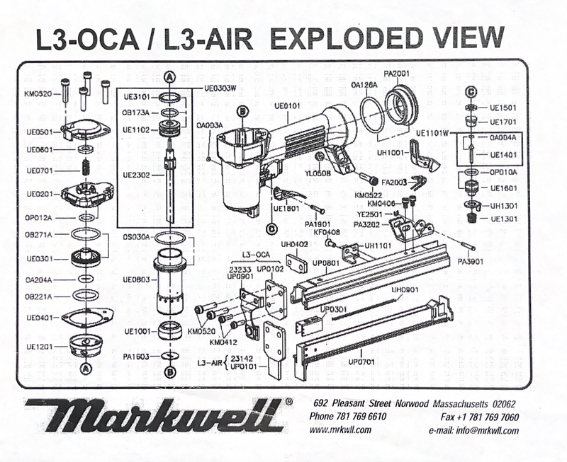 pneumatic carton stapler exploded view diagram